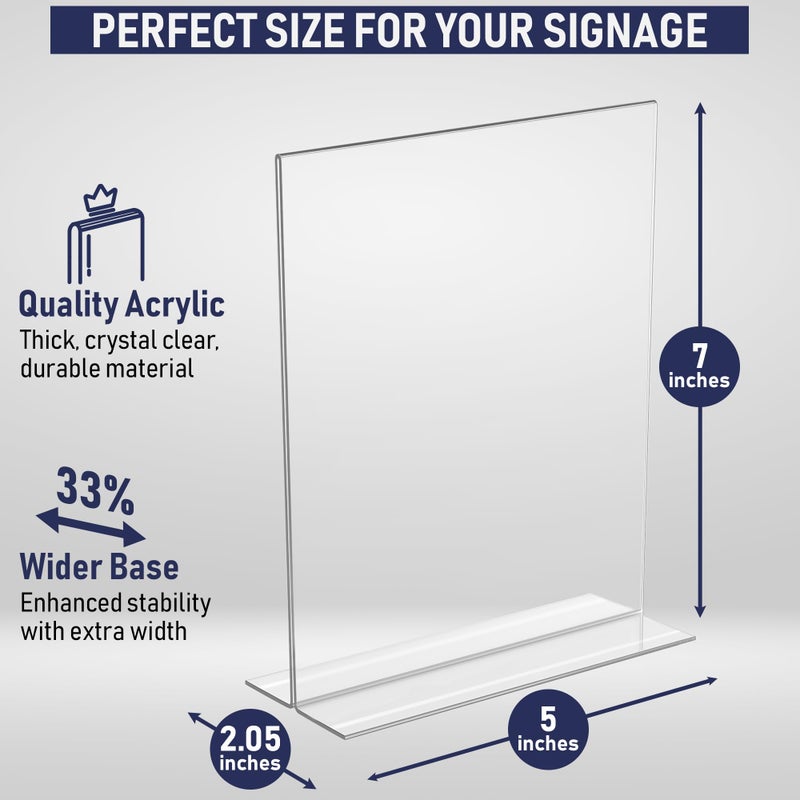 Dasher Products Double-Sided Picture Frame 5x7, 6-Pack Acrylic Clear Frames for Photos, Table Menu Stand, Portrait Ad Display, Bottom-Load Display, and Table Numbers for Weddings or Events - Image 2